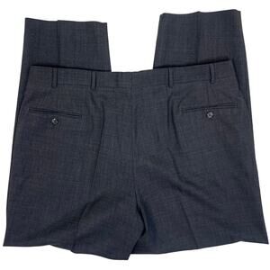 Brooks stretch dress pants mens 40x29 100% worsted wool flat front charcoal gray